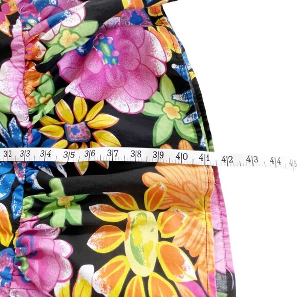 METROPOLITAN Black Mod Floral House Lounge Dress Muu Muu Caftan India Boho Large - Picture 6 of 7